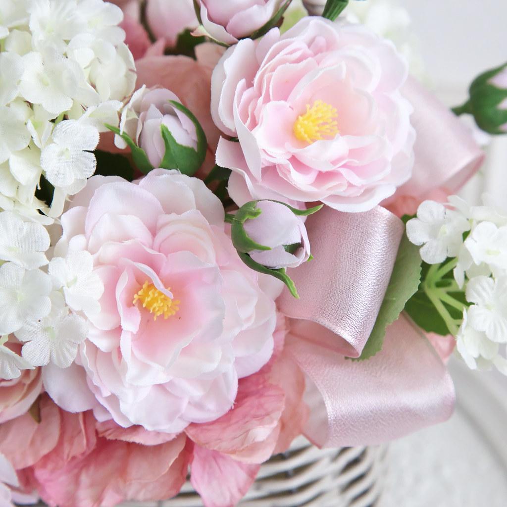【アーティフィシャルフラワー】ガーデンローズと紫陽花のロマンティック・バスケットアレンジ|母の日ギフト・インテリア | 7枚目